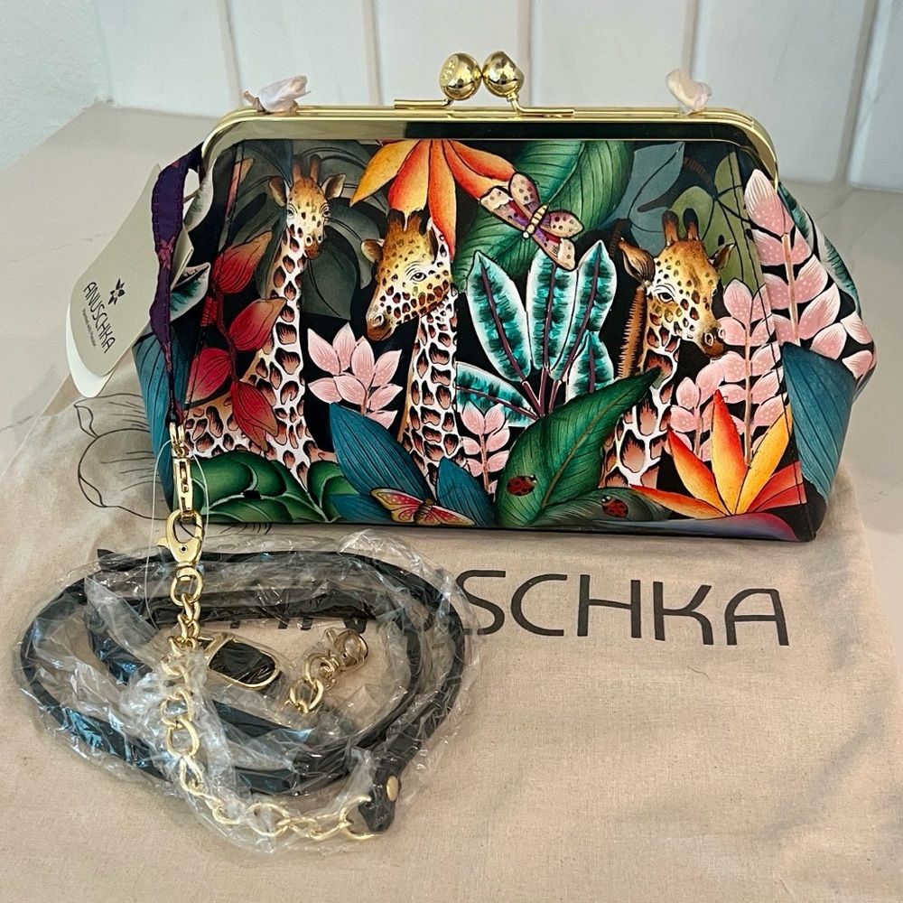 Anuschka Jungle Clutch/Crossbody Jungle Bag - Hand painted & Genuine leather